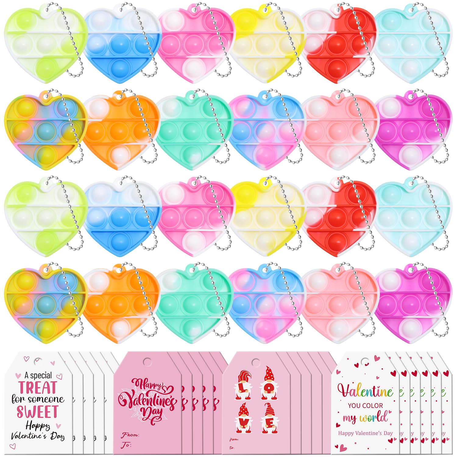 DZLUSJ Valentines pop keychain heart closeup for tactile stress relief.