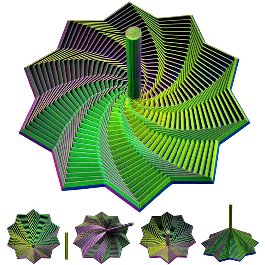 DZZ 3D-printed expanded sensory fidget star showcases layered spiral design for focus.