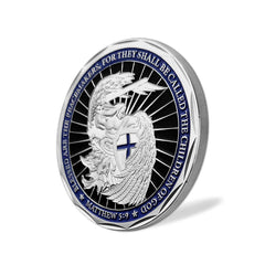 Prayer engraving on the coin honoring police officers as a meaningful keepsake.