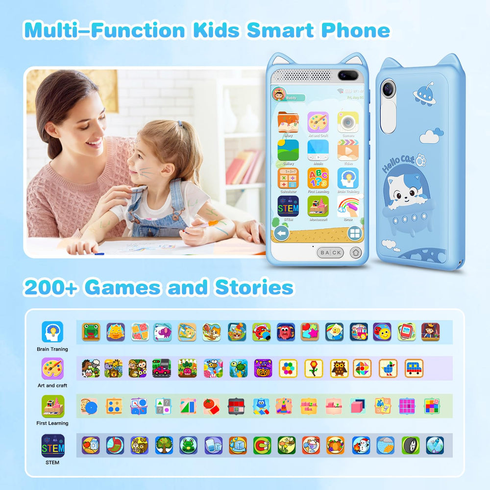 E teacher Kids Phone dual camera 8mp enables playful photos and sharing.