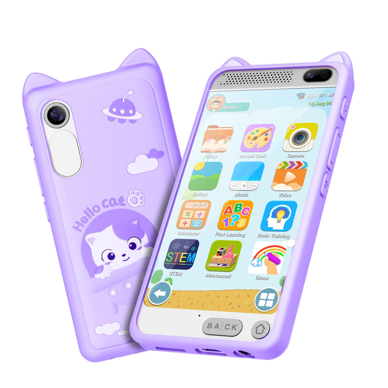 E teacher Kids Phone front view, kid-friendly design for safe play