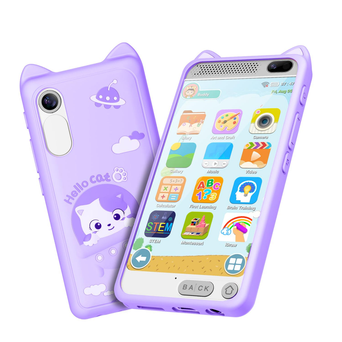E teacher Kids Phone front view, kid-friendly design for safe play
