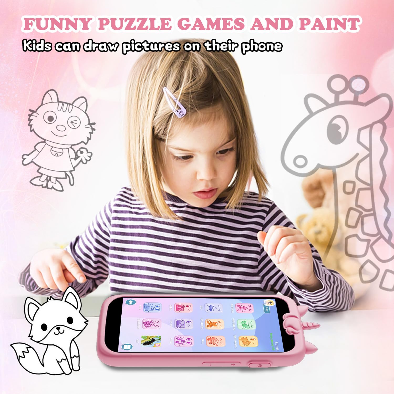 E teacher Kids Smart Phone pink 8GB SD card stores media