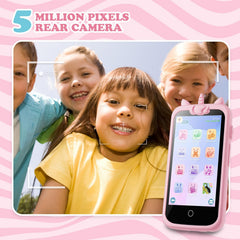 E teacher Kids Smart Phone pink camera lens captures playful moments