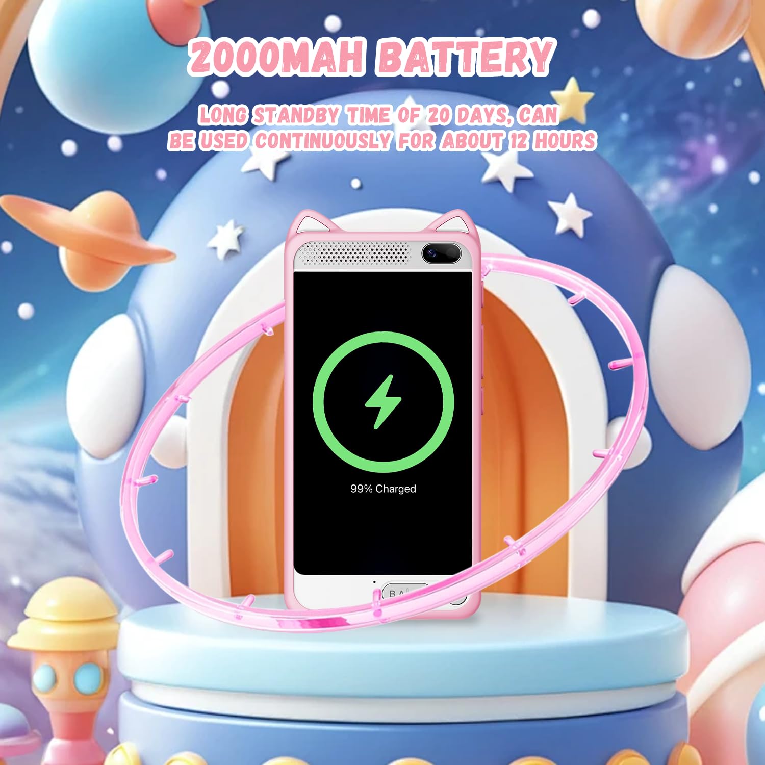 E teacher kids smart phone pink dual camera for easy selfies and memories