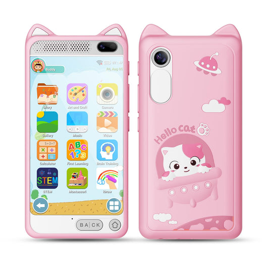 E Teacher Kids Smart Phone Pink front view for engaging learning on the go.