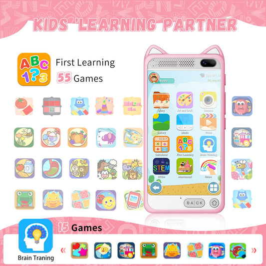 E teacher kids smart phone pink side view highlights compact, kid-friendly design