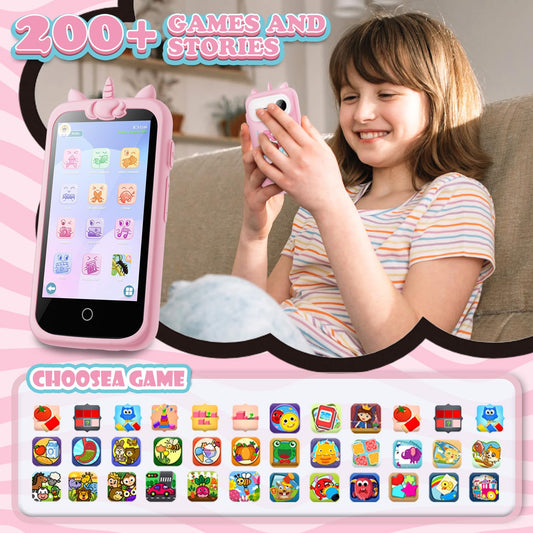 E teacher Kids Smart Phone pink touchscreen display for intuitive play