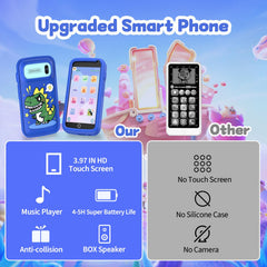 E teacher Kids Smart Phone Toy blue ABC learning module teaches phonetics.