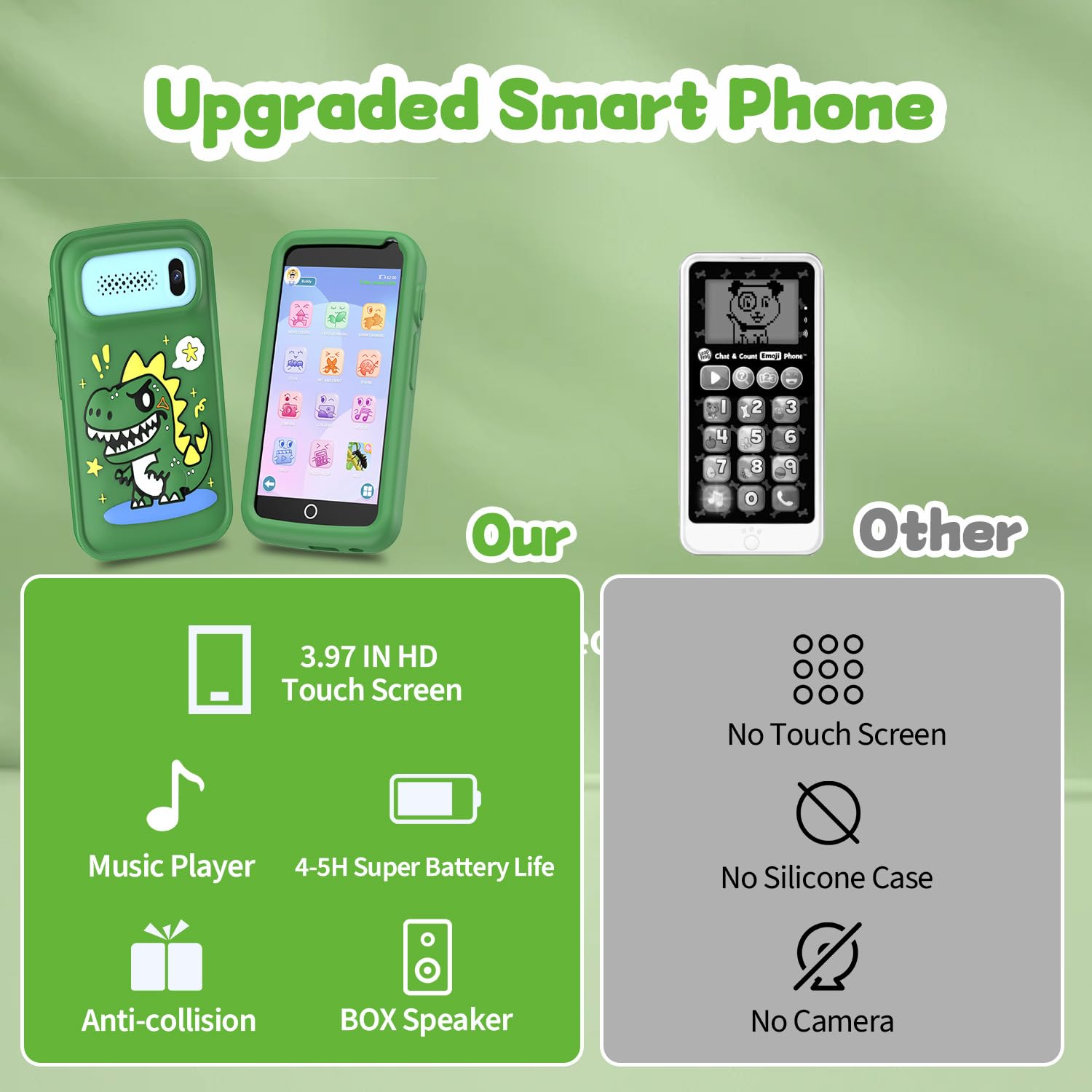 E teacher Kids Smartphone green in use by child for active learning