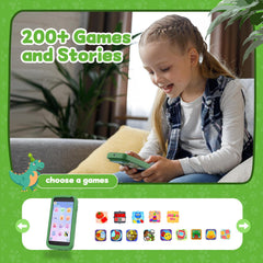 E teacher Kids Smartphone green side view highlighting slim travel-friendly design