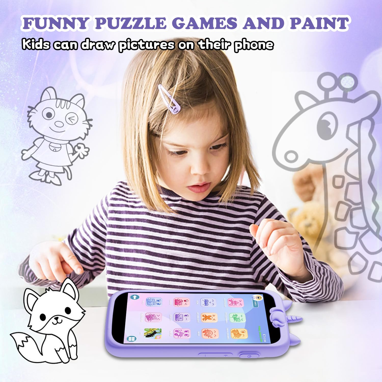 E teacher Kids Toys Phone 8GB card included for photos and music storage.