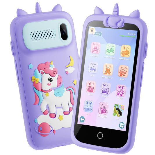 E teacher Kids Toys Phone front view with 3.97 inch touchscreen for learning.