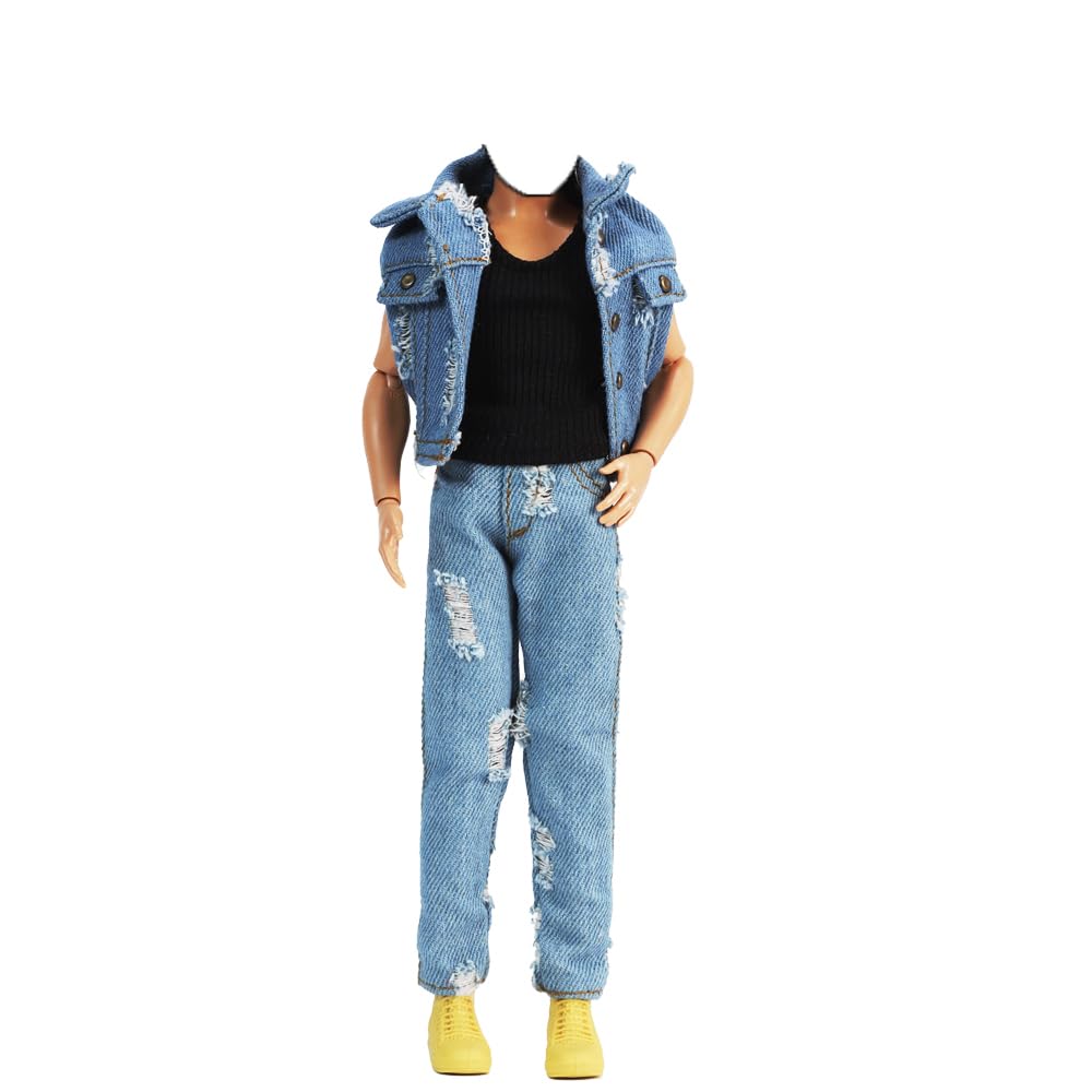 E-TING black cotton vest over light-blue denim for bold looks.