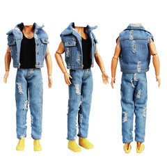 Close-up of craftsmanship: reinforced stitching on E-TING denim set.