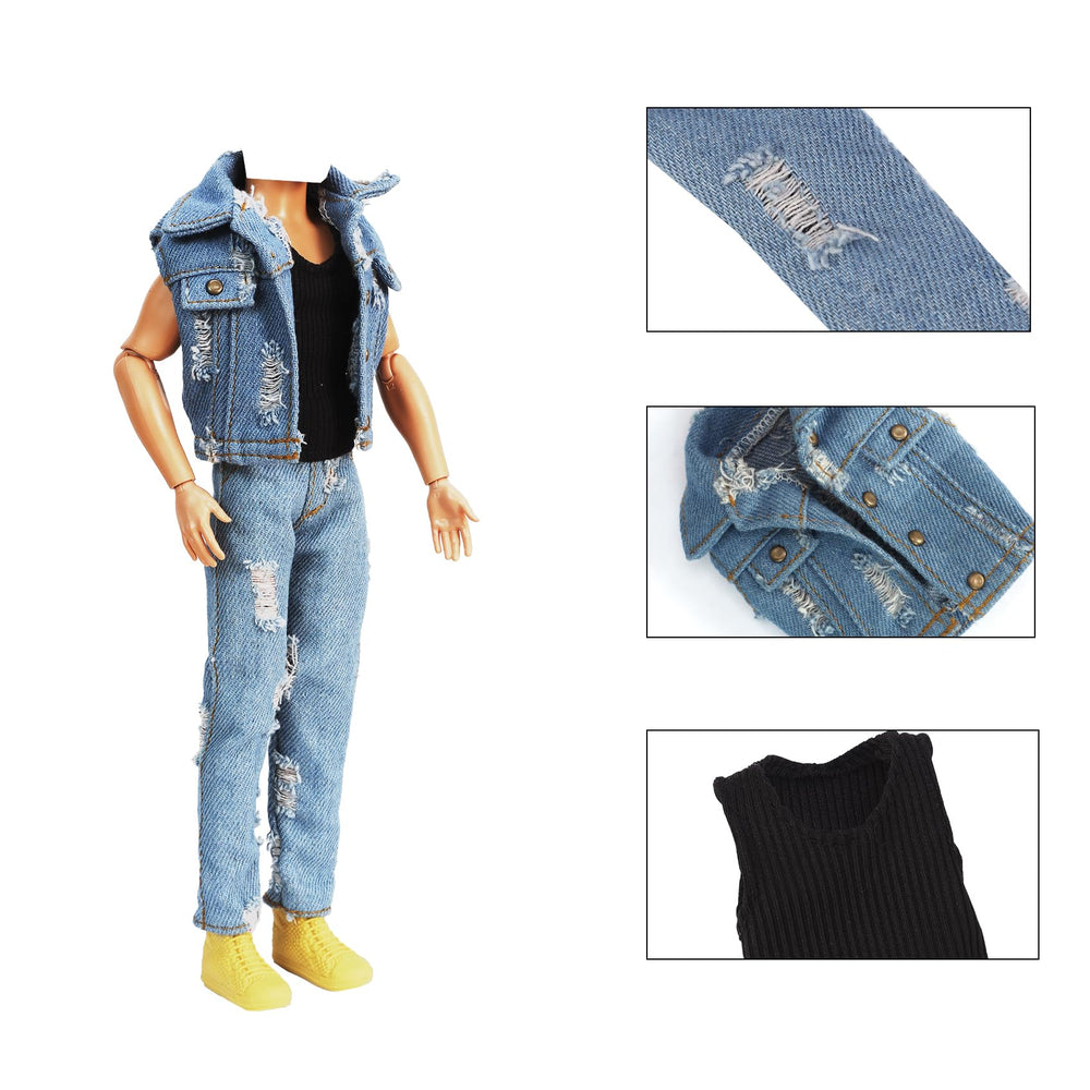 Street-style vibe for daily pretend play with E-TING denim set.