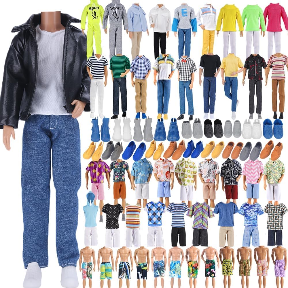E-TING fantastic pack 5 sets fashion outfits for 12-inch boy doll, ready-to-dress variety