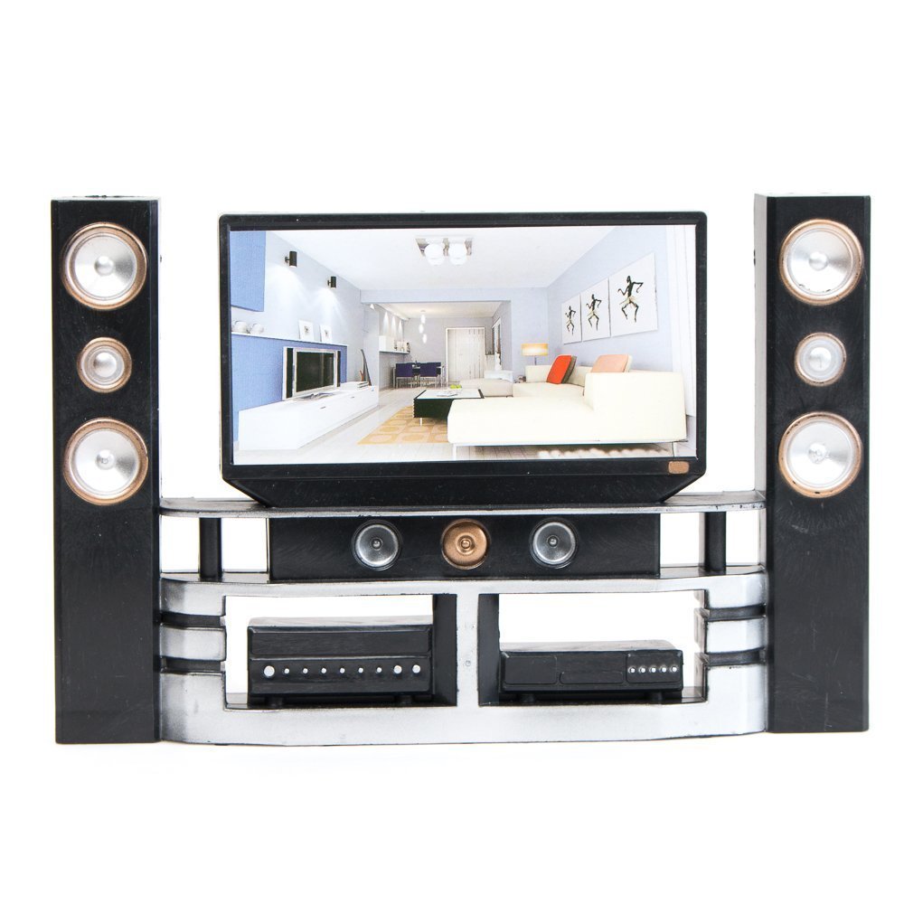 E-TING Hi-Fi TV cabinet for 11.5-12 inch dolls enhances dollhouse realism and play