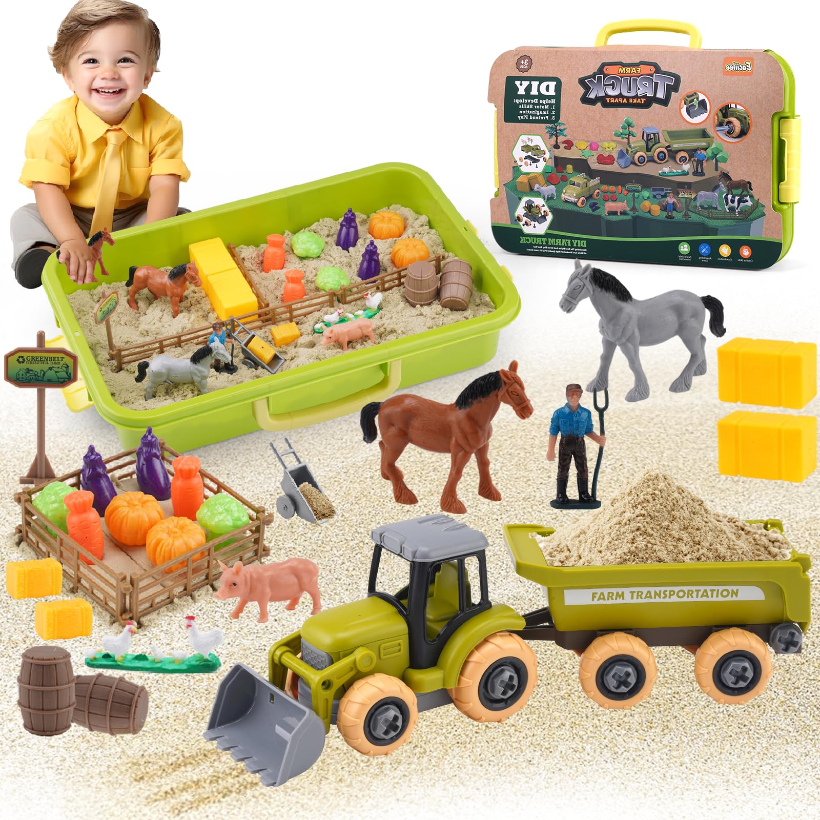 Eaciilee farm animals for imaginative sensory play in a kid-friendly bin