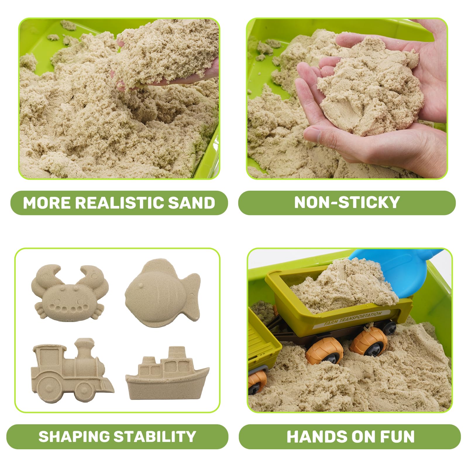 Eaciilee sand molds vegetables: colorful shapes inspire creative scenes and storytelling with sand.
