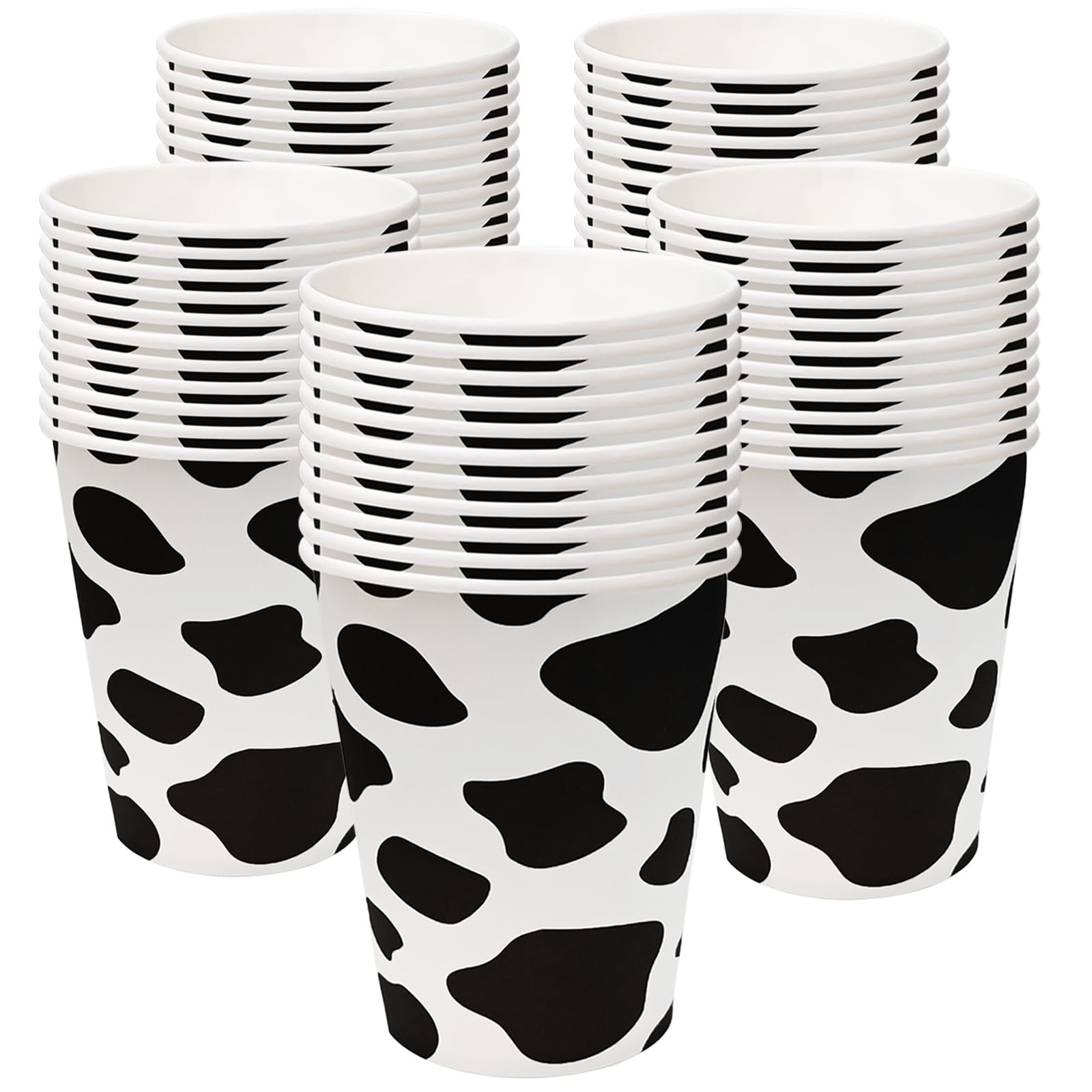 EaciTown cow print paper cups in a 50-pack for party beverage service.