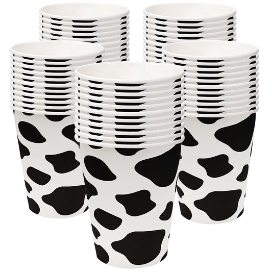 EaciTown cow print paper cups in a 50-pack for party beverage service.