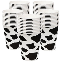 EaciTown cow print paper cups in a 50-pack for party beverage service.