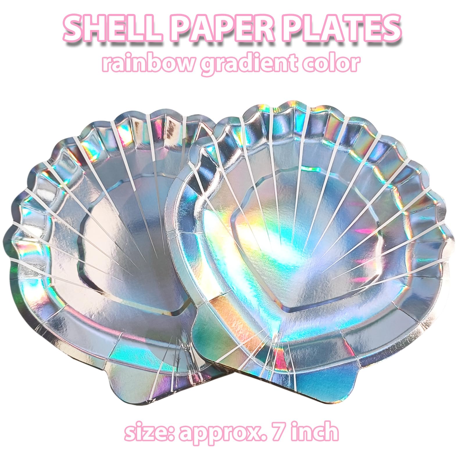 EaciTown iridescent shell plates brighten mermaid themed celebrations with rainbow sheen