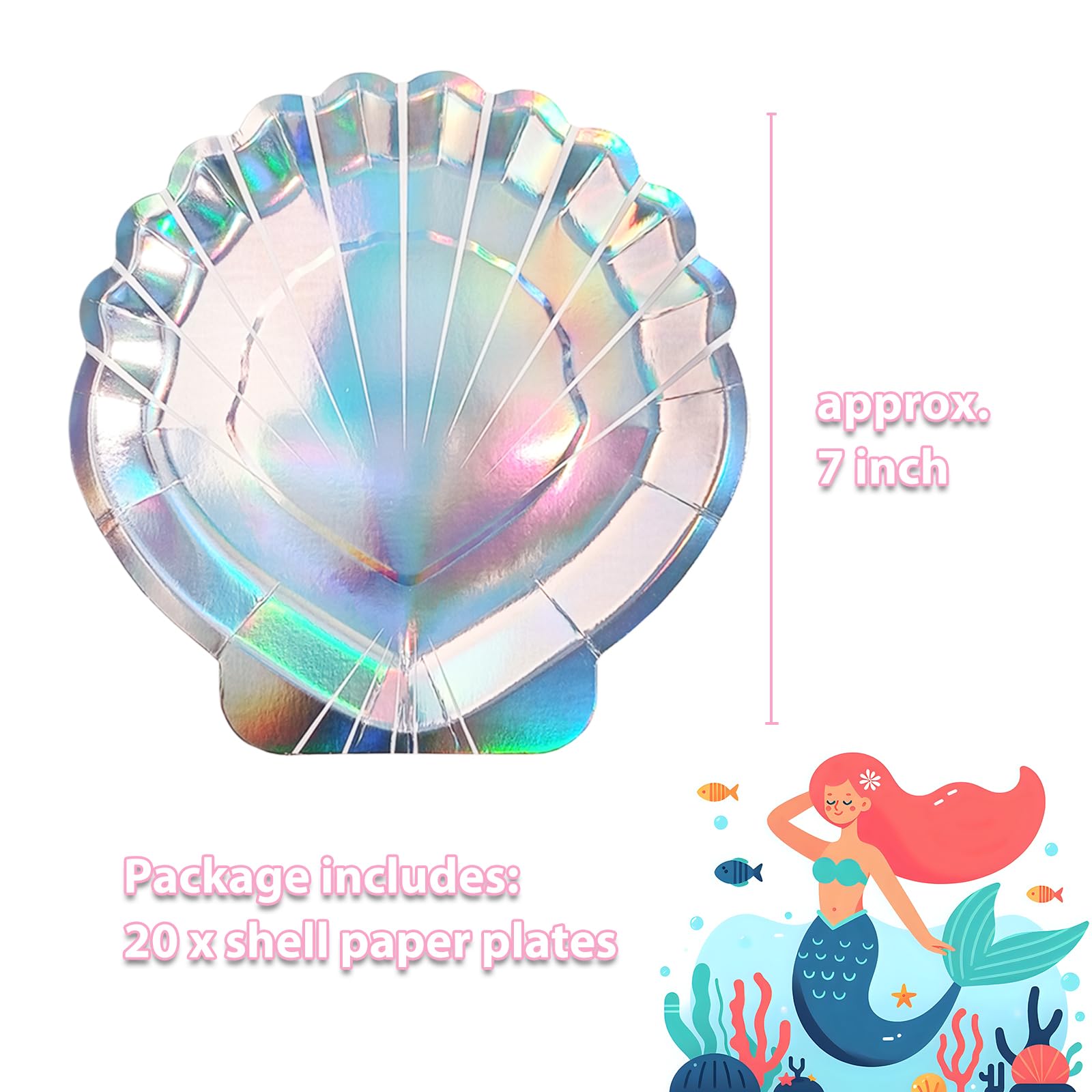 EaciTown shell-shaped plates for mermaid birthday parties and ocean themed events