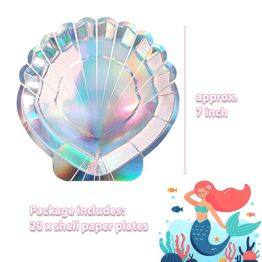 EaciTown shell-shaped plates for mermaid birthday parties and ocean themed events