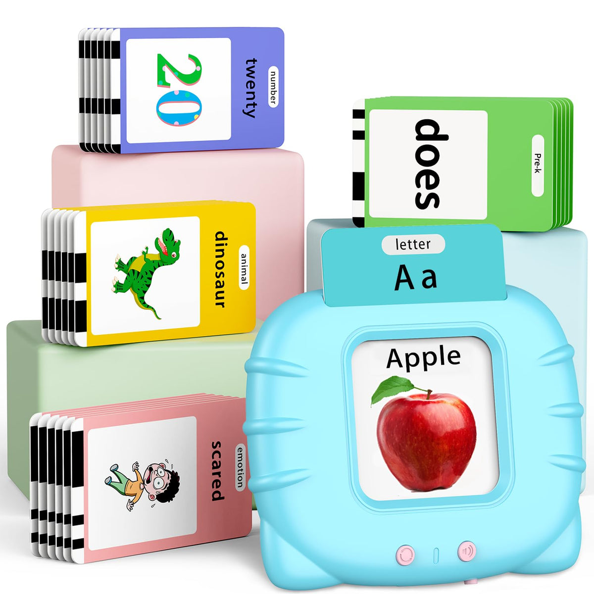 Eaever 580 reader in action reading flash cards aloud for kids