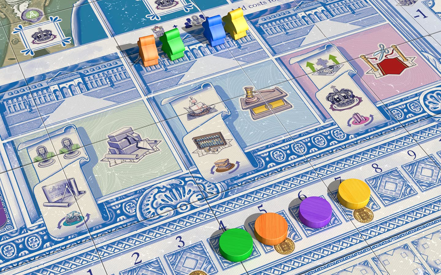 Lisboa Deluxe Edition board map art enhances thematic immersion during play.