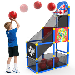 EagleStone 2-in-1 arcade hoop assembly demonstrates a sturdy base for stable play.