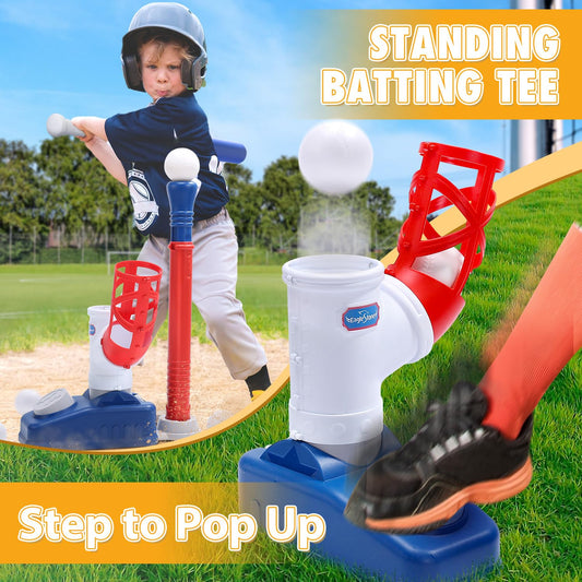 EagleStone pitching machine in action promoting active outdoor play.