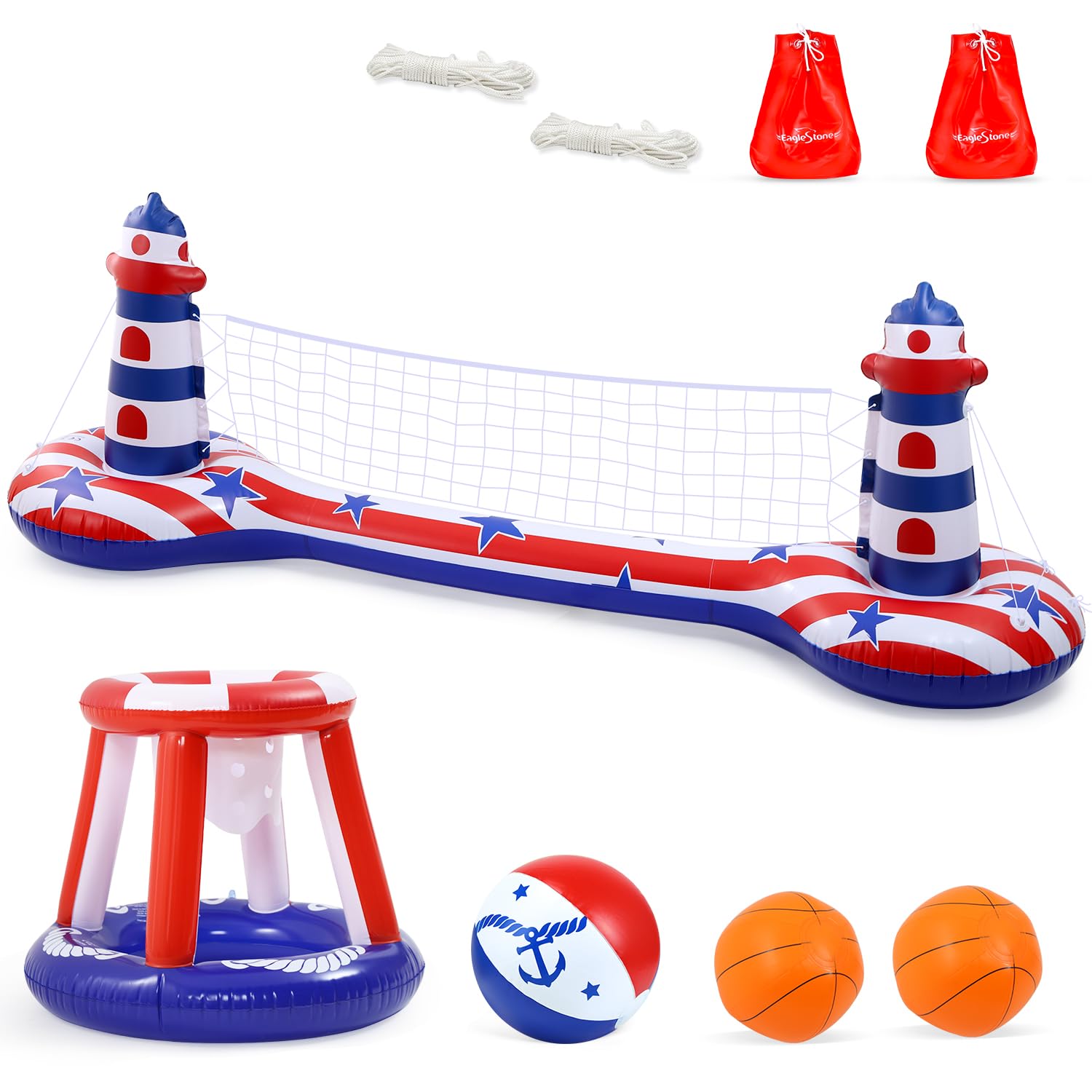 EagleStone poolside basketball hoop mounted for splashy, competitive fun