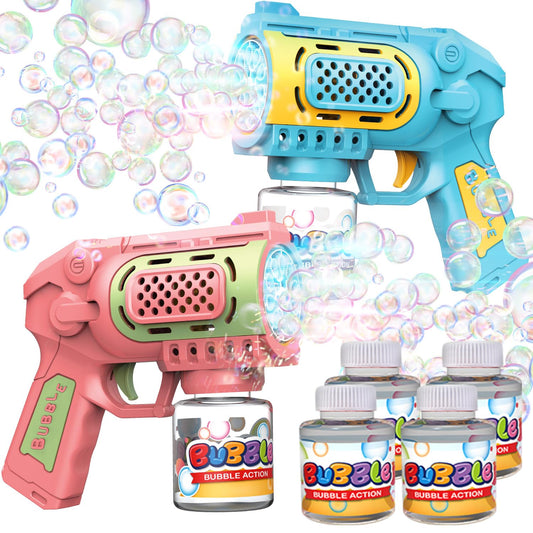 EagleStone bubble gun 2-pack in action for backyard fun.