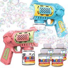 EagleStone bubble gun 2-pack in action for backyard fun.