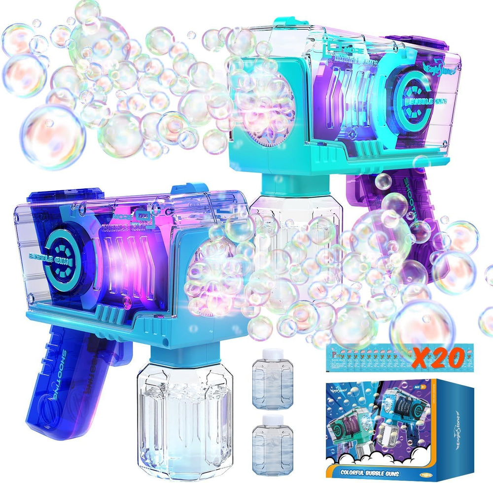 EagleStone bubble gun 2-pack with LED lights for outdoor play.