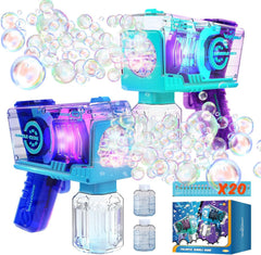 EagleStone bubble gun 2-pack with LED lights for outdoor play.