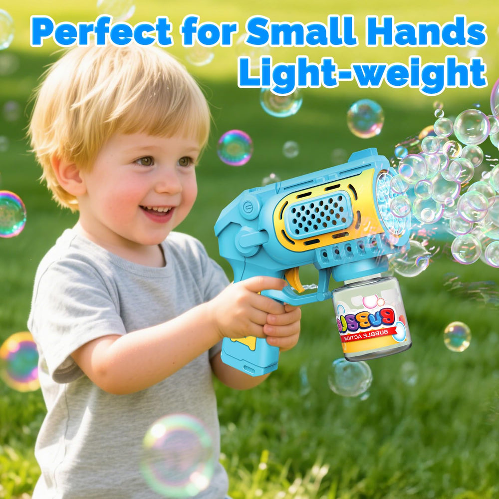 Compact EagleStone bubble gun design fits small hands comfortably.