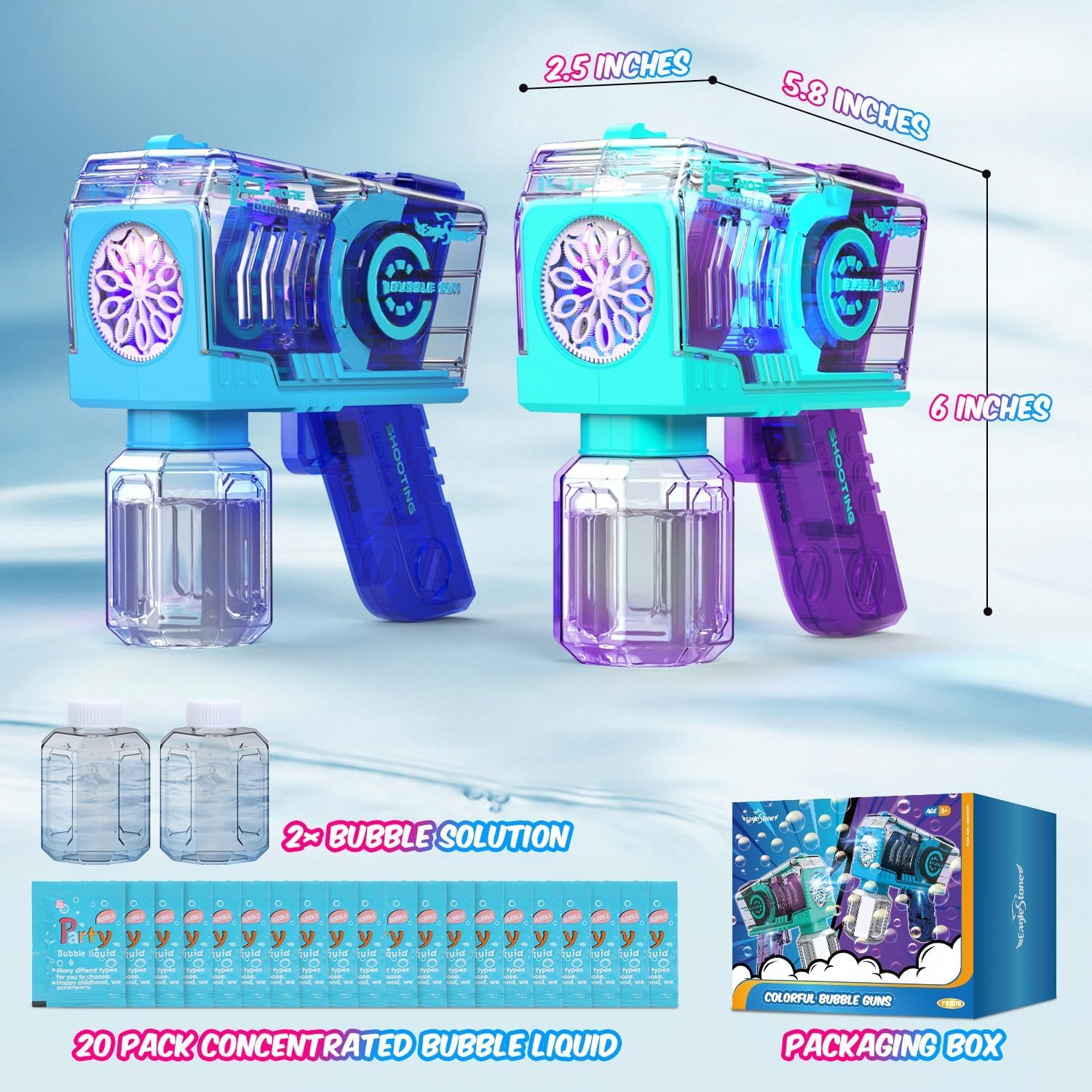 EagleStone gift-pack bubble gun for kids and adults.