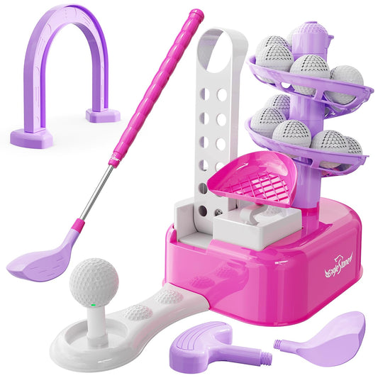 EagleStone Kids Golf Set ball dispenser in action, enabling smooth practice indoors and outdoors.
