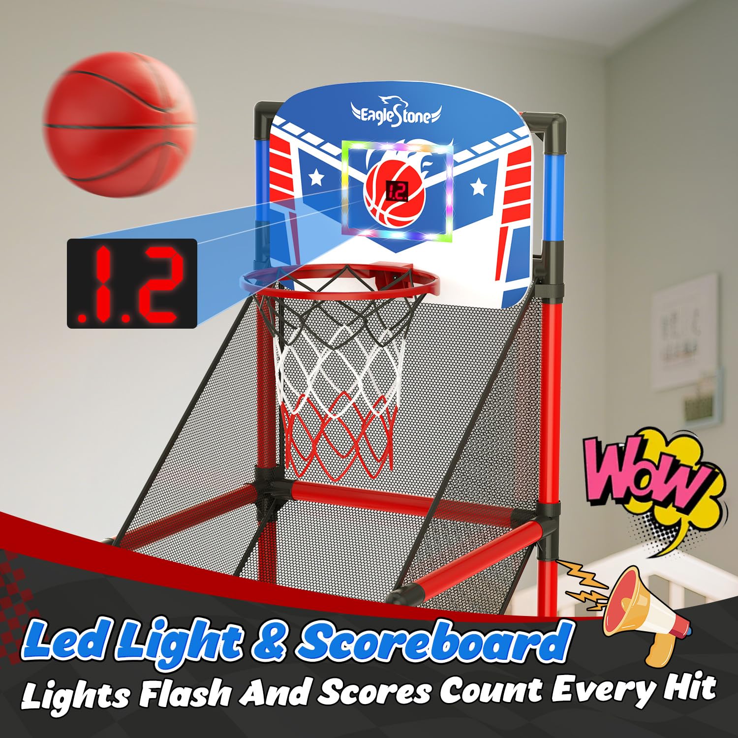 EagleStone LED lights flash with each shot for arcade feel