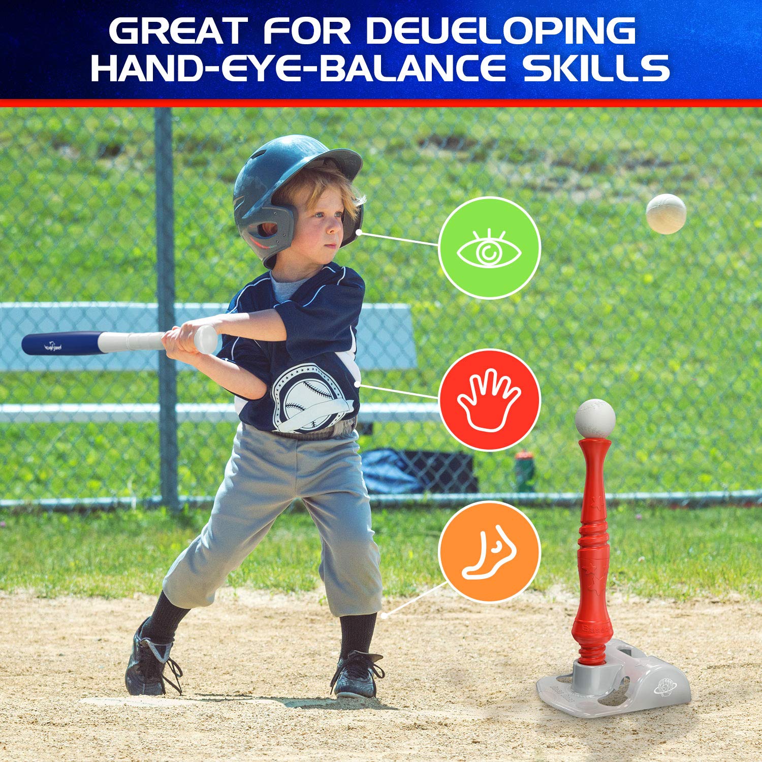 EagleStone lightweight-rotating-bat fits small hands for easy swings.