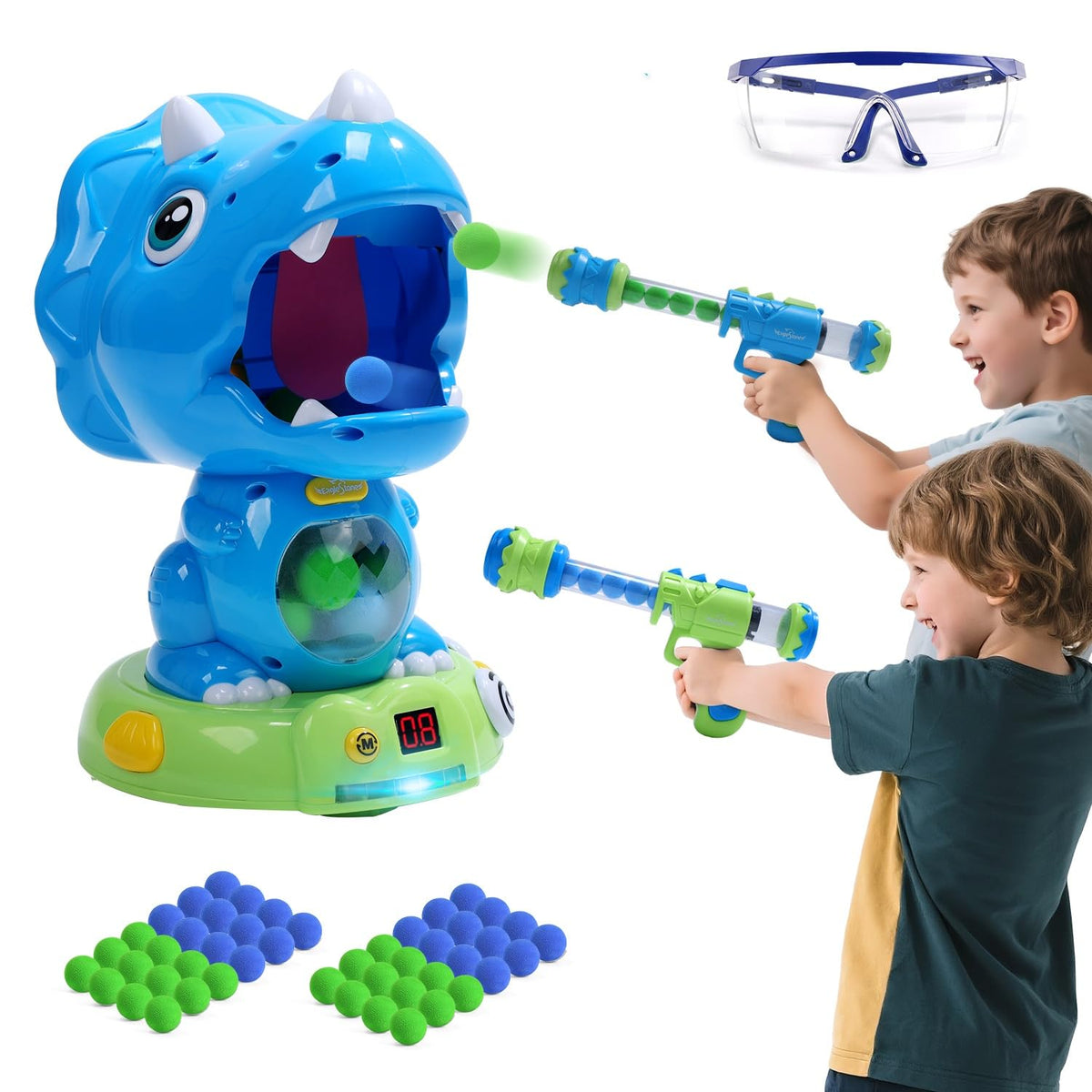 EagleStone moveable dinosaur shooting toy triceratops for dynamic play and hand-eye coordination training