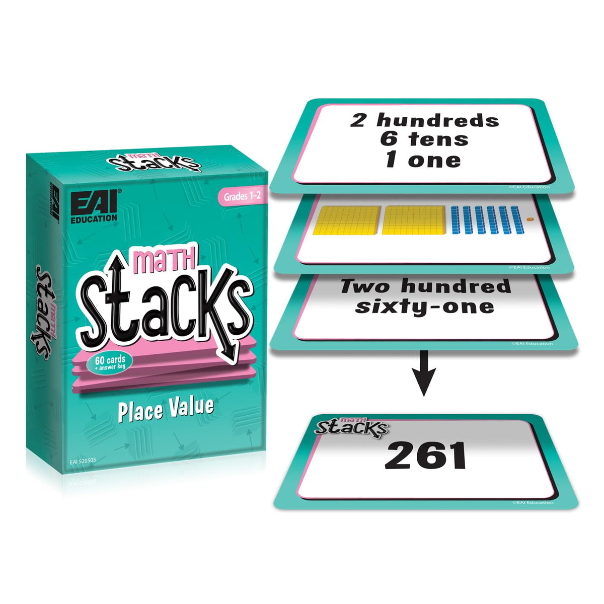 EAI Education Math Stacks place-value game cards for classroom practice