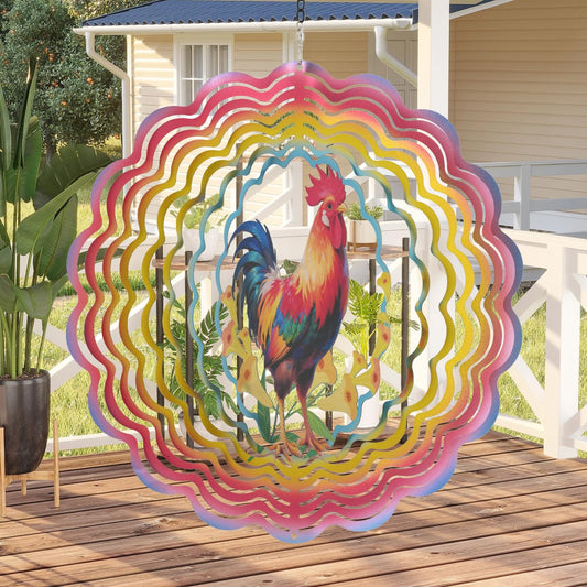 Eandisom chicken wind spinner with reflective glitter for outdoor sparkle