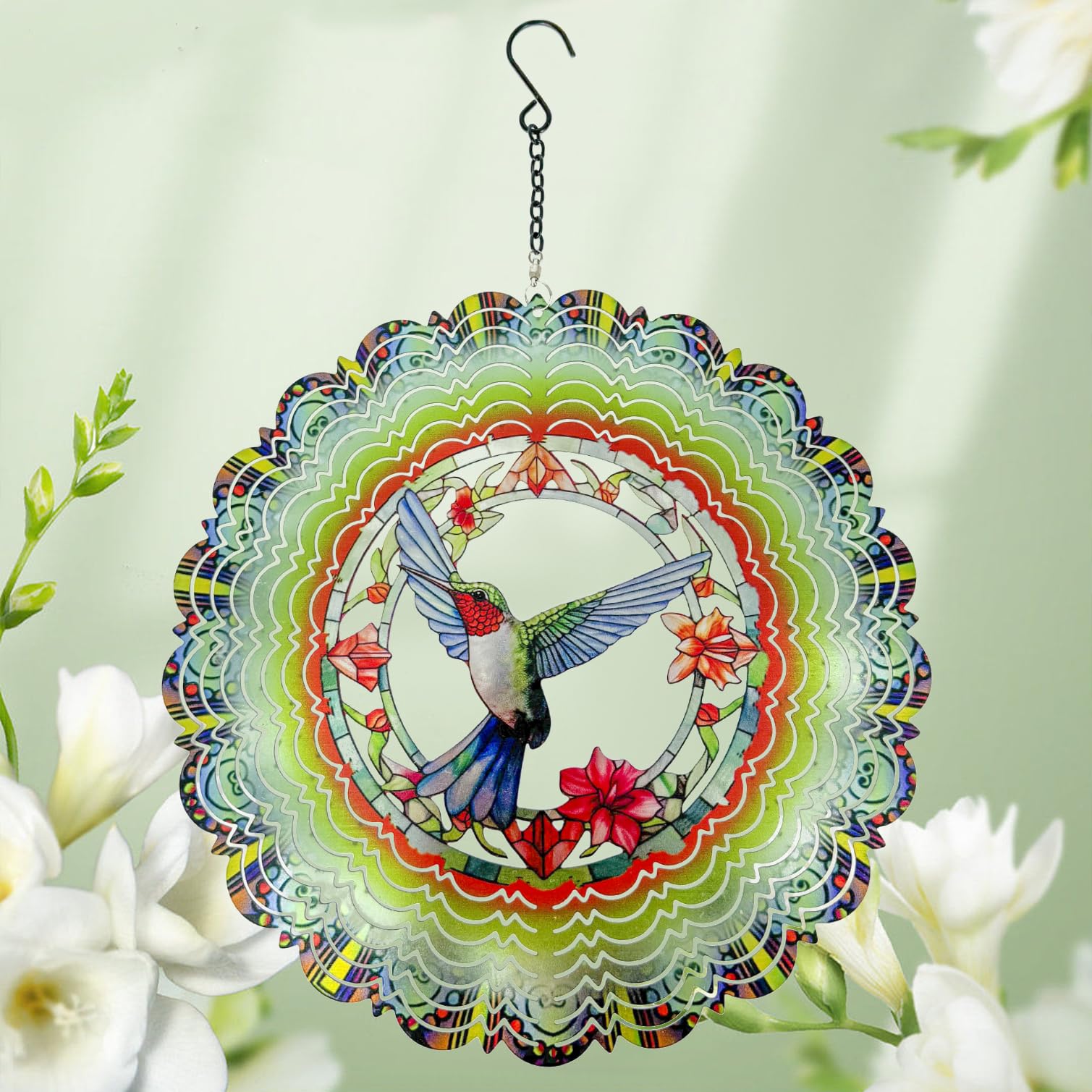 Eandisom hummingbird wind spinner is a durable outdoor art piece
