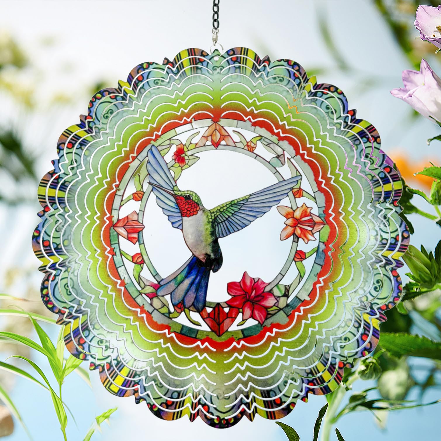 Eandisom hummingbird wind spinner 3D effect reflects light beautifully