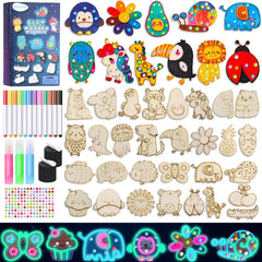 EAPHANT glow-in-the-dark wooden magnets kit ready for creative painting sessions